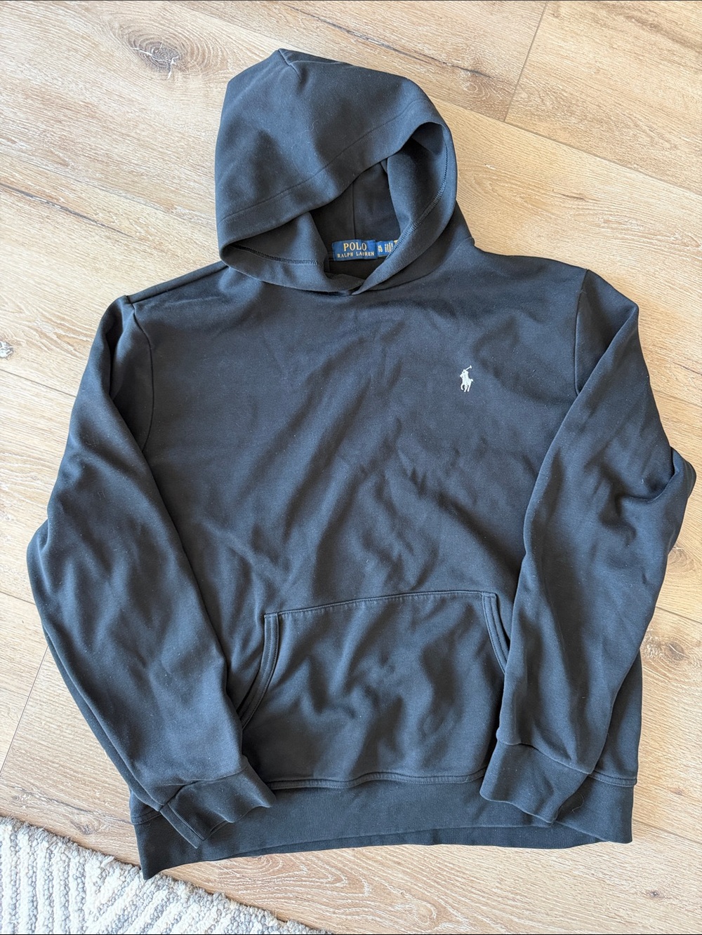 Ralph Lauren Polo Black Pullover Hoodie with Embroidered Pony